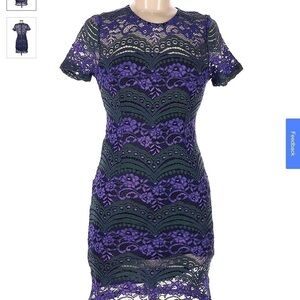 Romeo & Juliet Couture Purple Green Lace Cocktail Dress size Medium D